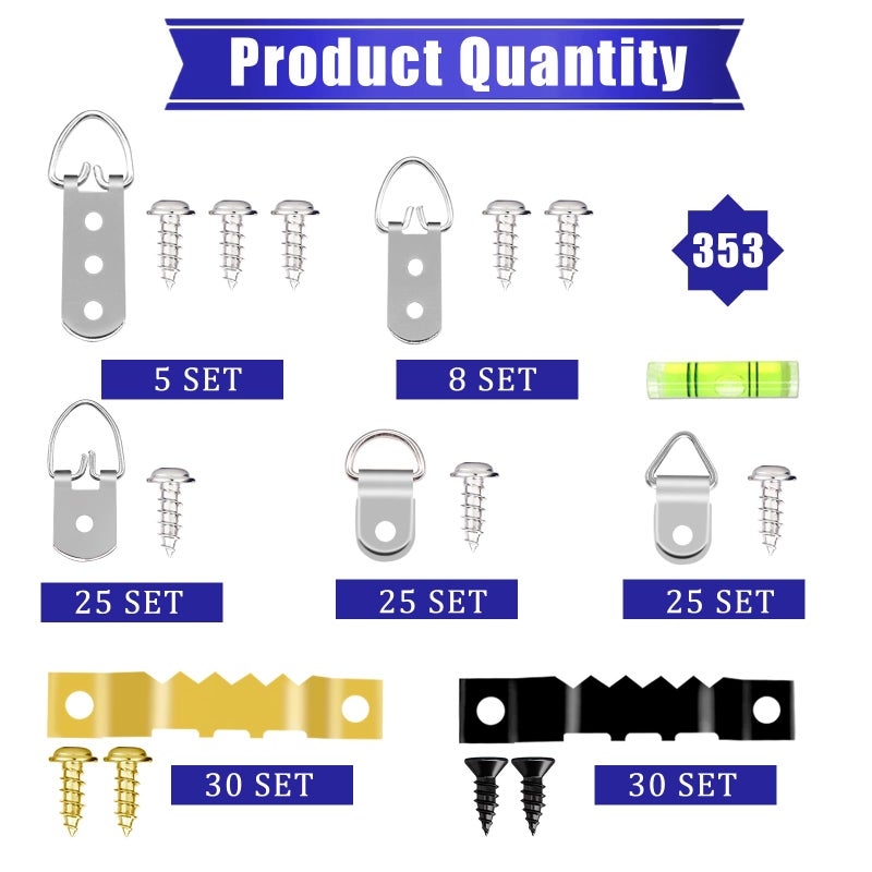 maierke 353PCS Picture Hanging Kit,Picture Hangers Heavy Duty Picture Hanging Hooks with Screws,Picture Frame Hooks Heavy Duty Picture Framing Supplies Kit for Picture Hanging(7 Types) - Image 3